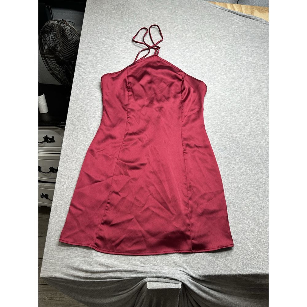 Blue Blush Maroon‎ Halter Mini Slip Dress Size M
